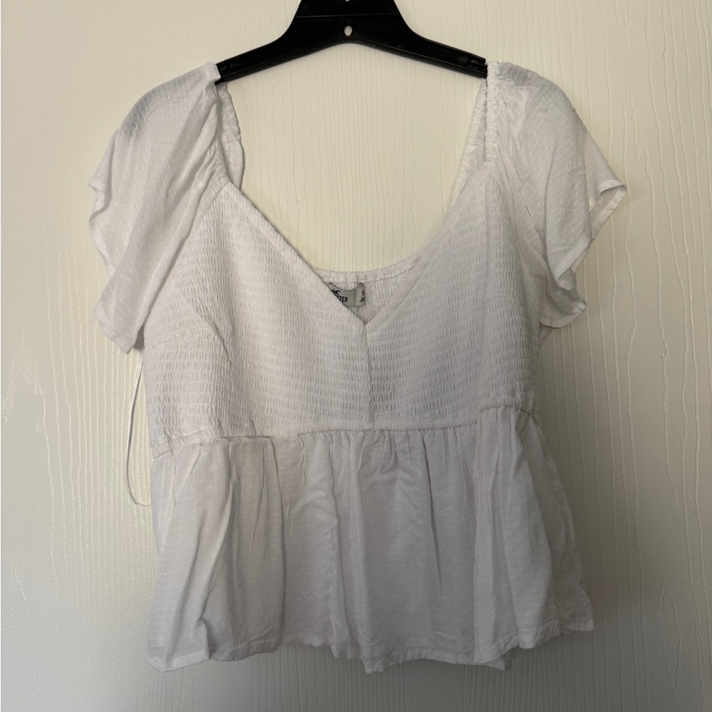 Hollister XL White Cropped Babydoll Top